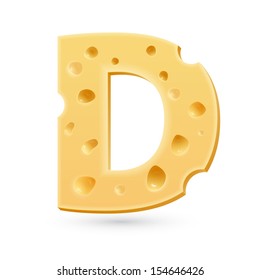 D cheese letter. Symbol isolated on white. Vector design element