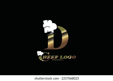 D chef's hat Letter logo template for your branding.