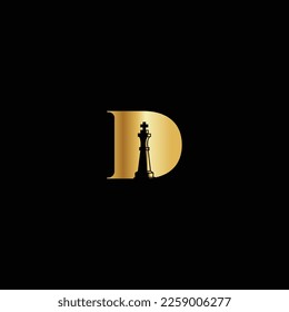 D chess logo for your brand, alphabet D king logo template