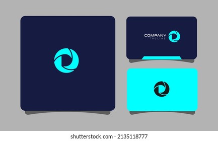 Logotipo minimalista de cámara en círculo D con diseño de tarjeta de visita