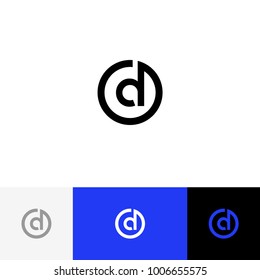 D in circle vector. Minimalism logo, icon, symbol, sign from letters d. Flat logotype design with blue color for company or brand.