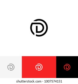 D in circle vector. Minimalism logo, icon, symbol, sign from letters d. Flat logotype design with red color for company or brand.