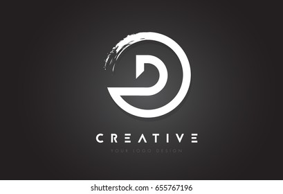 D Circular Letter Logo with Circle Brush Design and Black Background.