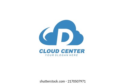 D cloud logo design inspiration. Vector letter template design for brand.
