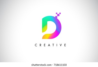 D Colorful Logo Letter Design Vector. Creative Rainbow Gradient Letter Icon Illustration.