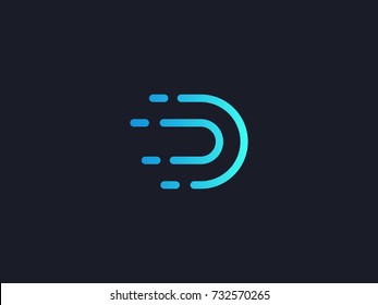 D Comet logo concept. Letter D line logo design template. Graphic Alphabet Symbol for Corporate Business Identity. Creative Vector element