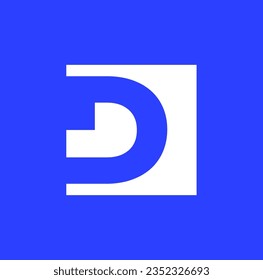 D company brand name initial letters monogram in blue color.
