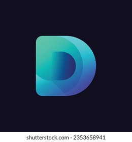 D creative blue gradient alphabet letter logo for branding and business