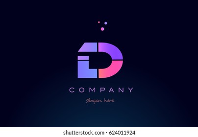 d creative color blue background pink purple blue magenta alphabet letter company logo vector icon design
