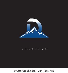 D Creative Mountain Logo Bold Gradiente Letra marca Diseño de marca para empresas Marcas al aire libre