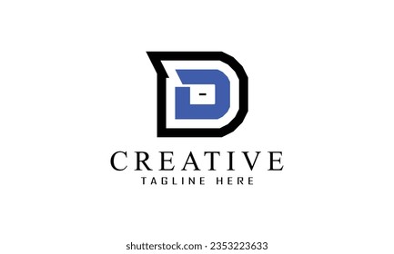 D creative style black white blue logo design for all kind of business.