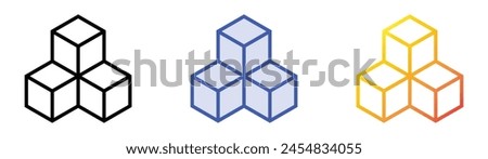 d cube icon. Linear, Blue Fill and Gradient Style Design Isolated On White Background