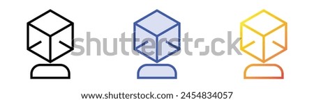 d cube icon. Linear, Blue Fill and Gradient Style Design Isolated On White Background