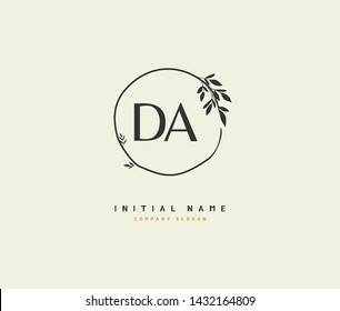 D A DA Beauty vector initial logo, handwriting logo of initial signature, wedding, fashion, jewerly, boutique, floral and botanical with creative template for any company or business.
