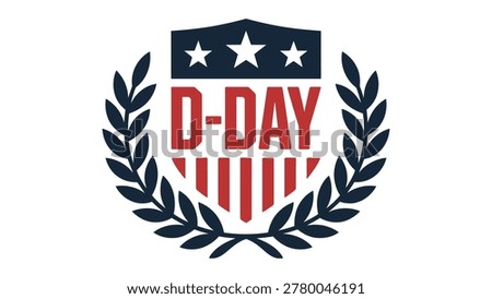 d day military commemorative shield emblem with laurel wreath patriotic stars and stripes memorial vector illustration for remembrance celebration design