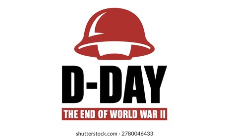 d day world war ii remembrance typography design with military helmet historical memorial vector illustration for patriotic commemoration artwork