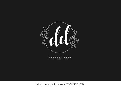 D DD Initial handwriting or handwritten logo for identity. Logo with signature and hand drawn style.