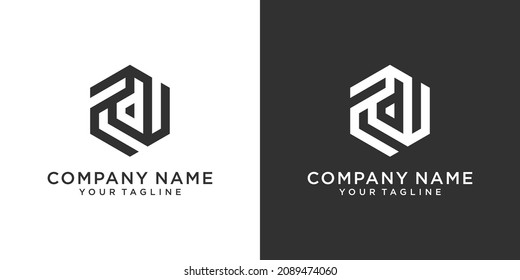 D or DD initial letter logo design vector on black and white background.