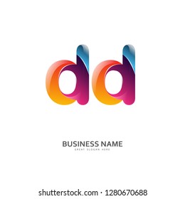 D D DD Logo Letter Design Vector colorful glossy color. Design Template
