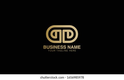 d DD Unique Minimal Style golden and black gold  colour initial  logo vector design