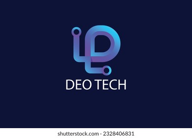 D deo tech letter logo design
