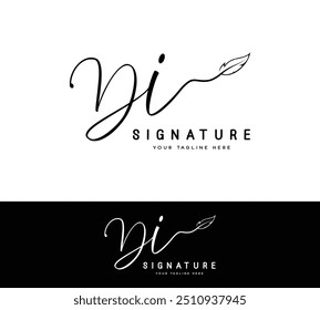 D I DI initial letter signature logo and handwriting leaf