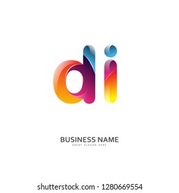 D I DI Logo Letter Design Vector colorful glossy color. Design Template