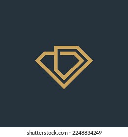 Ilustración de la línea de icono del logotipo del diamante D