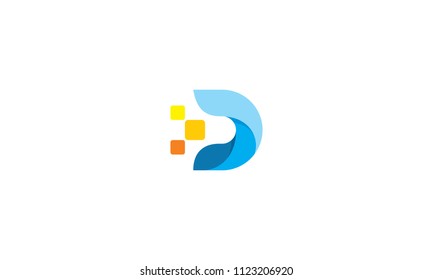 D digital internet play logo icon vector