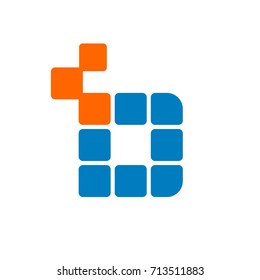 D digital letter logo design template vector