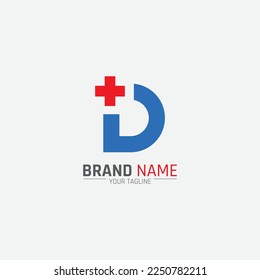 D and Doctor Hospital Healthcare Logo Icon Design