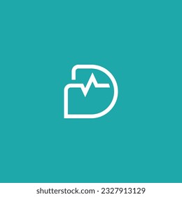 D Doctor Logo Design, Vector Initial Letter Logo, heartbeat Logo, Diagnostic medical logo