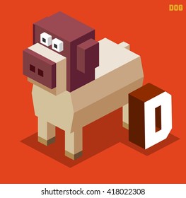 D for Dog. Animal Alphabet collection. vector illustration