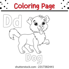 D for dog animals names, Alphabet coloring for kids, Alphabet animals coloring page, ABC coloring, Preschool education