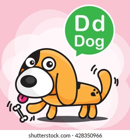D Dog cartoon and alphabet for children to learning vector illustration eps10