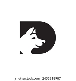 D DOG logo design animal simple icon.