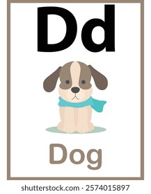 D for dog vector worksheet for kids
