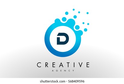 d Dots Letter Logo. Blue Bubble Design Vector Illustration.