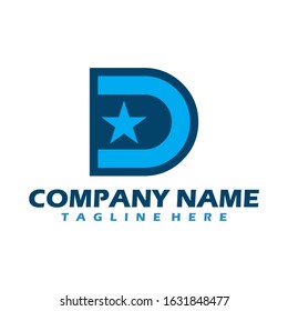 D dots logo design template. Hexagon D icon