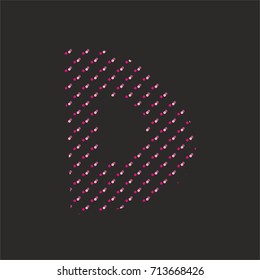 D dotted vector alphabet letter isolated on black background