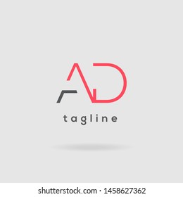 A & D Double letter logo vector design template