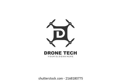 Inspiración en el diseño del logo de D Drone. Diseño de plantilla de letras vectoriales para marca.