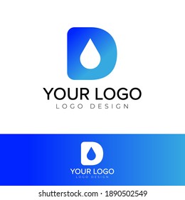 D and drop logo design water logotype vector template