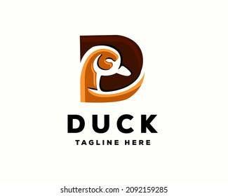 D duck head initial logo icon symbol template illustration