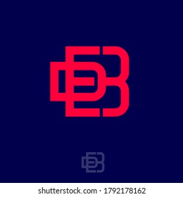 D, E and B monogram. D, E, B Interlocking Letters. Red linear monogram. Logo can be used for business, online shop, clothes, sport.