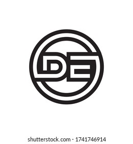 D E circle lines letter logo design vector