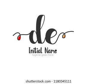 D E Initial handwriting logo vector template