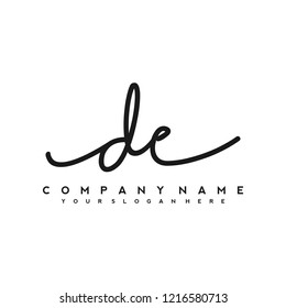 D E Initial handwriting logo vector