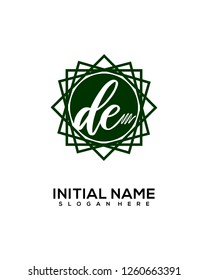 D E Initial Handwriting Logo Template Vector