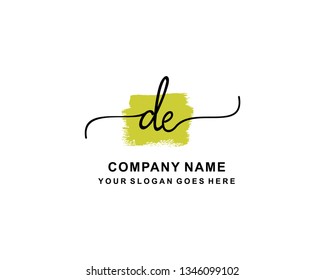 D E Initial Handwriting Logo Template